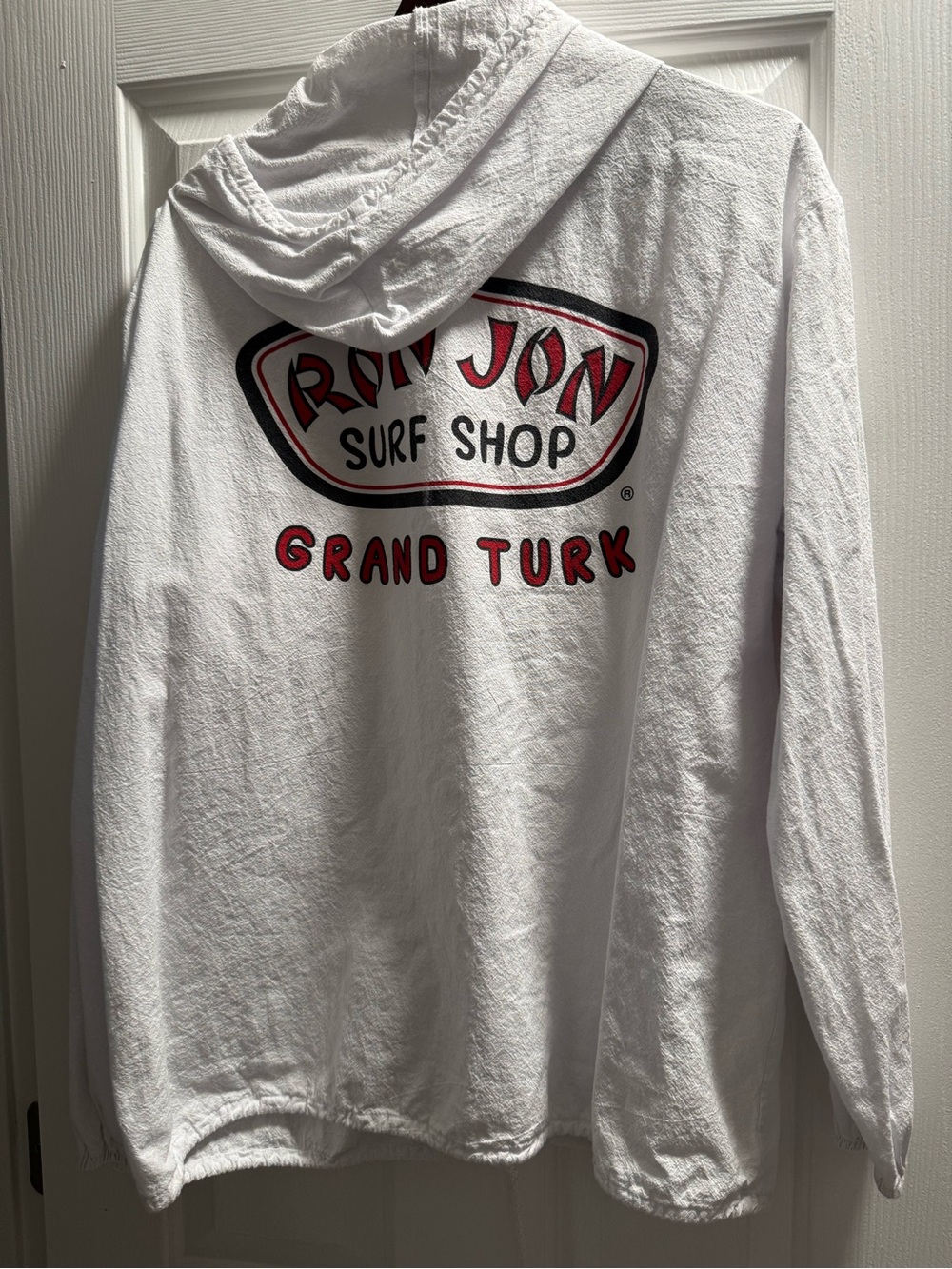 Ron Jon Surf Shop White Zip-Up Hoodie with Red Logo- Size XL